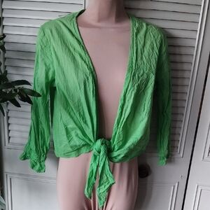 Crinkle Tie Front cardigan